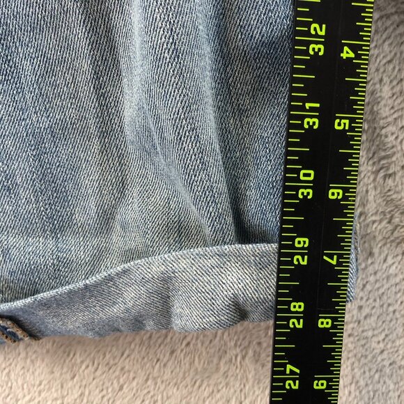 Roxy Womens Jean Shorts Size 3 Embroidered Blue Denim Cuffed Casual Stretch Y2K - Picture 5 of 14